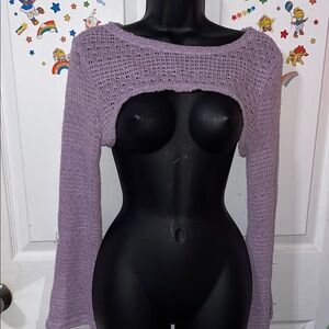 Knit purple half cropped top sweater